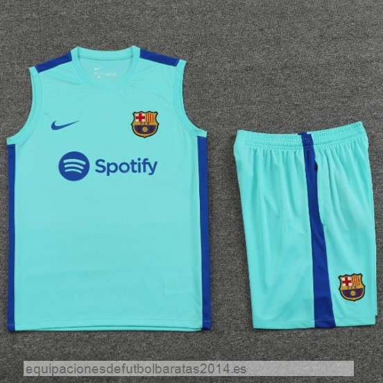 Nuevo Entrenamiento Sin Mangas Conjunto Completo Barcelona 23/24 Azul Verde Baratas